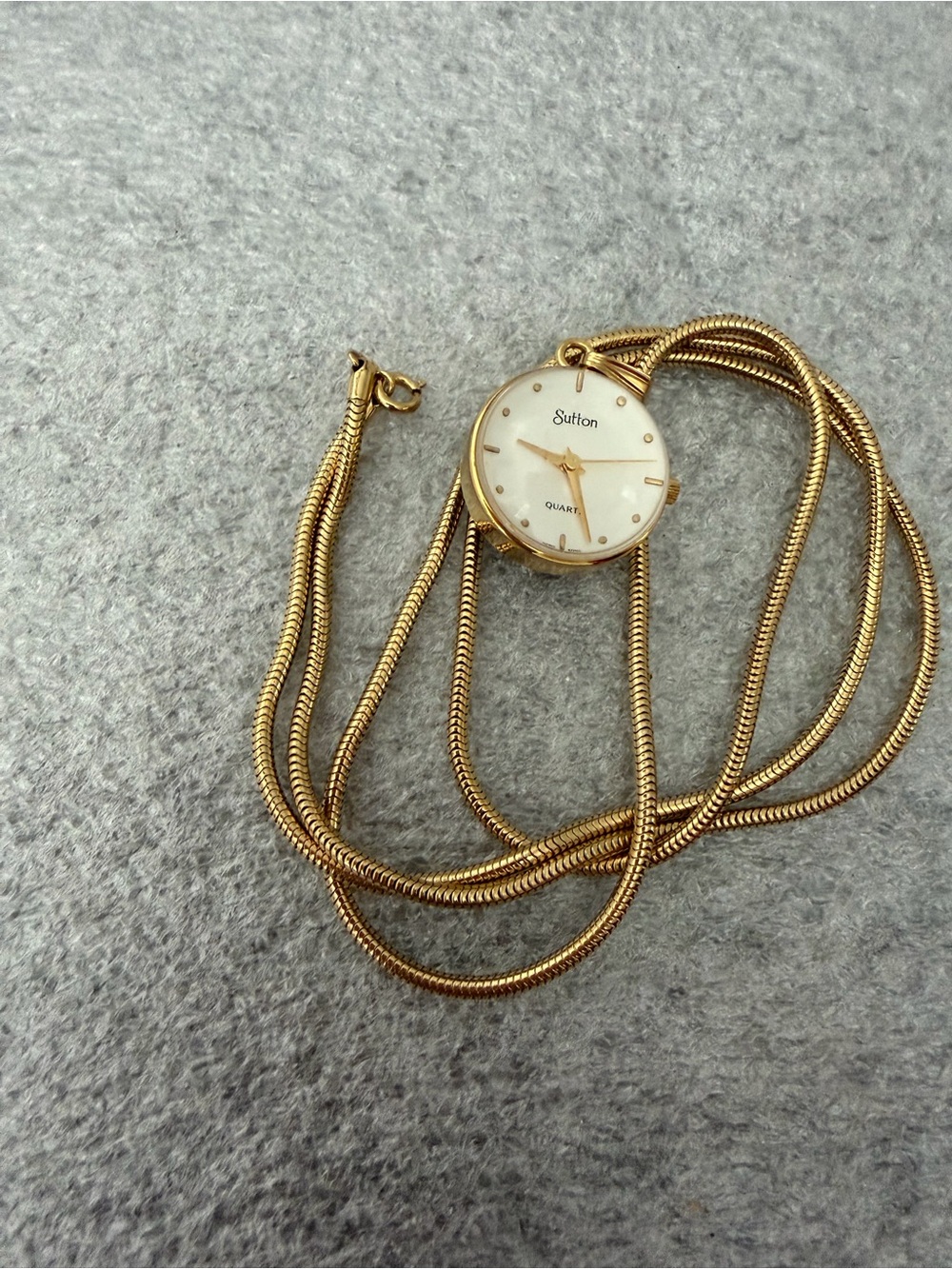 Gold-Tone Pendant Necklace Watch for Women